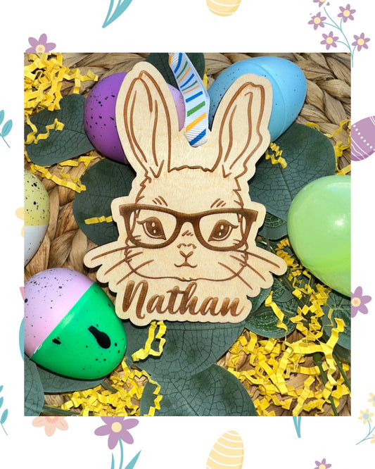 BunnyBoy w/glasses Easter Basket tag