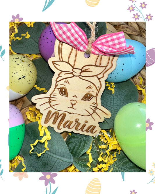 BunnyGirl w/bow Easter Basket tag