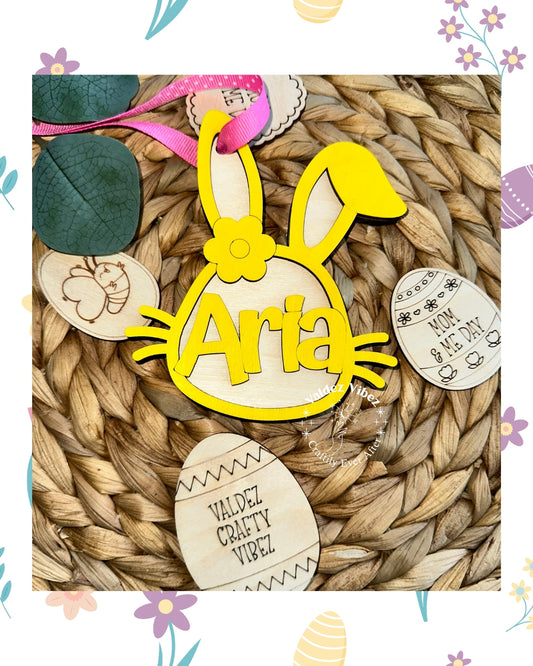 Personalized Girl Bunny Head Easter Basket Tag