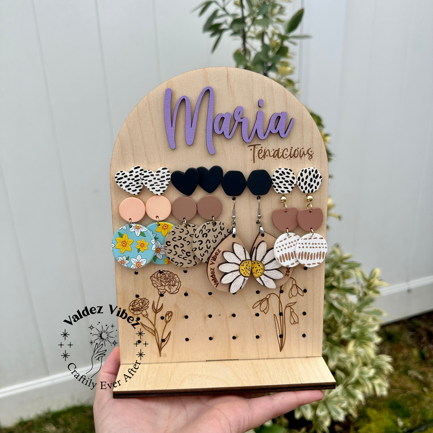 Personalized Earrings Display |Meaningful Organizer |Birth Month Flower Earrings Display |3D Earrings Display