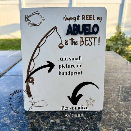 Personalized Fishing Theme Engraved Sign for Abuelo (Grandfather)