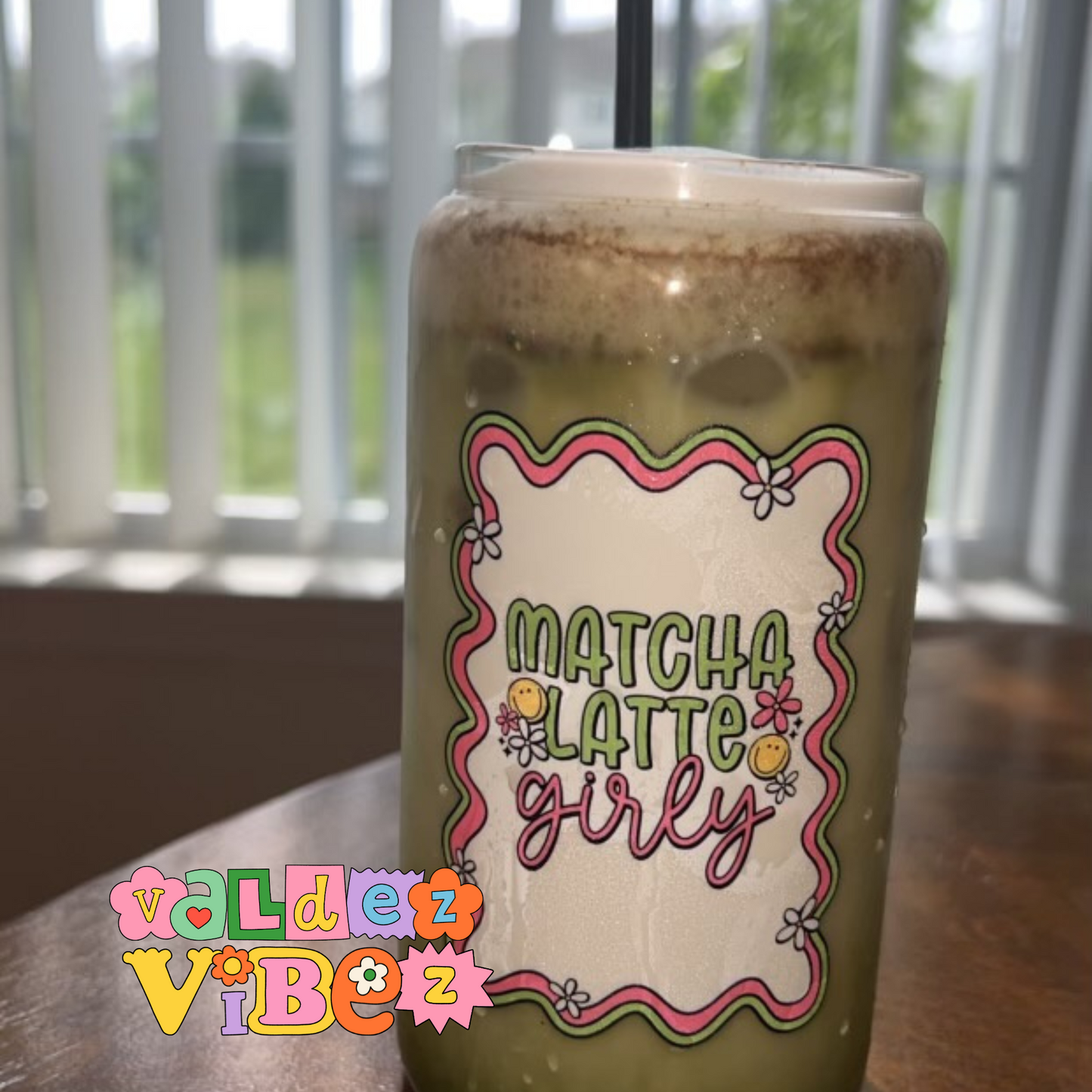 Matcha Latte Girly Personalized Cup| 16oz Glass Cup | Perfect Gift For Any Occasion