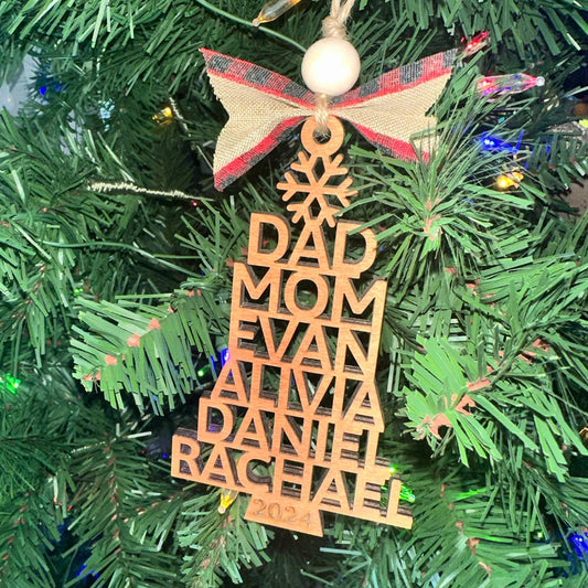 Personalized Family Christmas Tree Ornament 1 layer