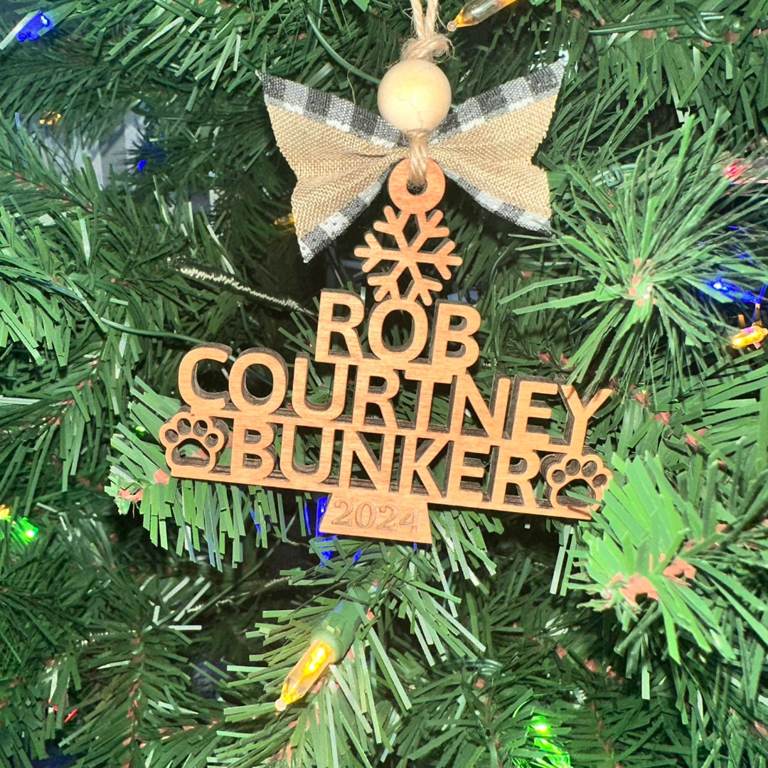 Personalized Family Christmas Tree Ornament 1 layer