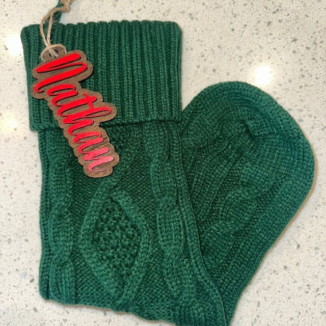 Knitted Christmas Stocking W/ Custom Patch