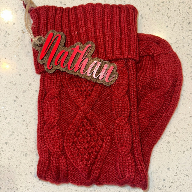 Knitted Christmas Stocking W/ Custom Patch