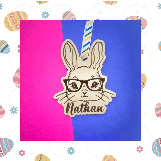 BunnyBoy w/glasses Easter Basket tag