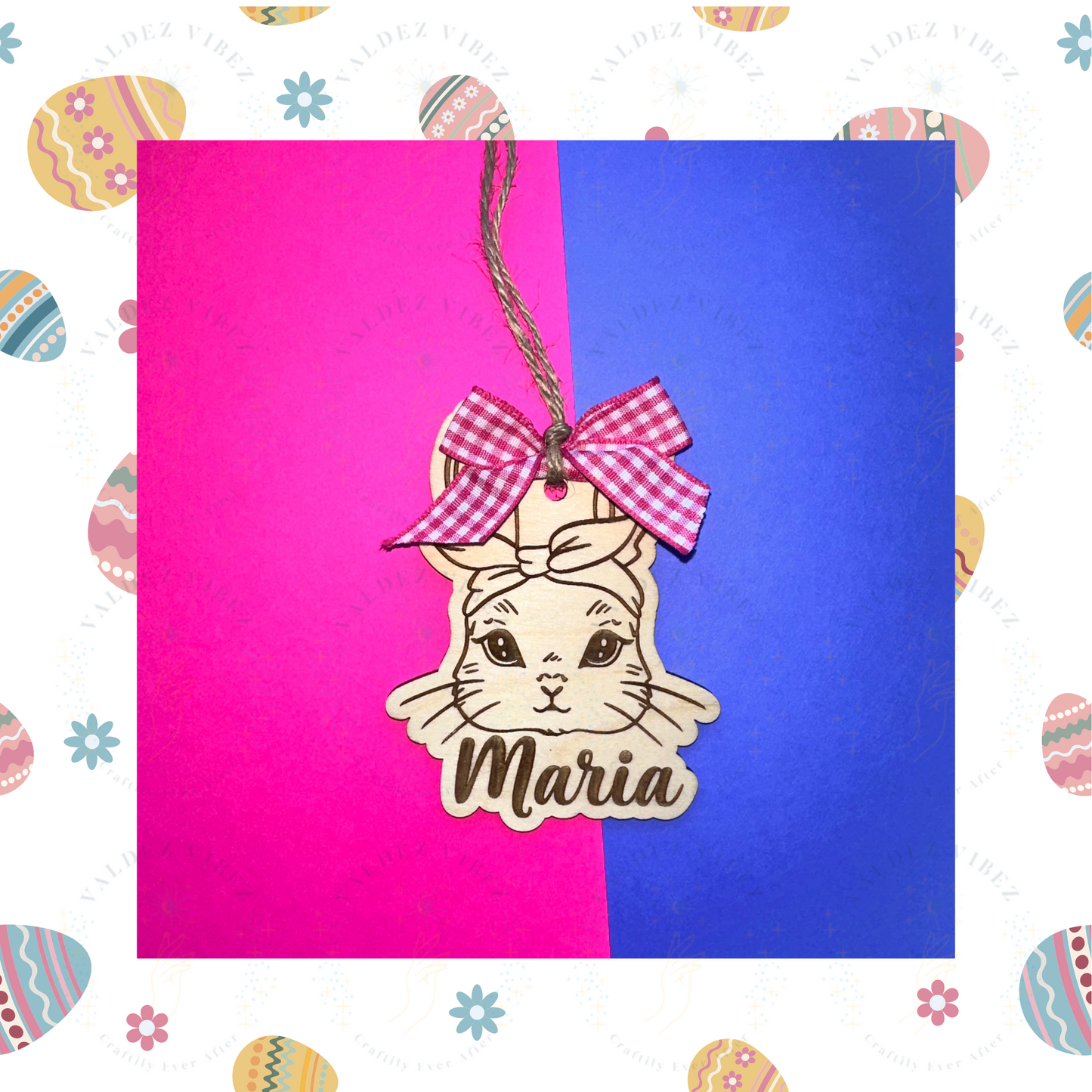 BunnyGirl w/bow Easter Basket tag