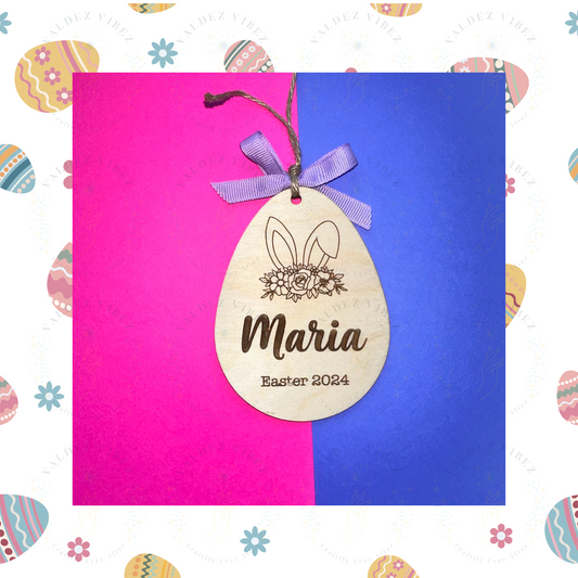 Floral Personalized Egg Easter Basket tag